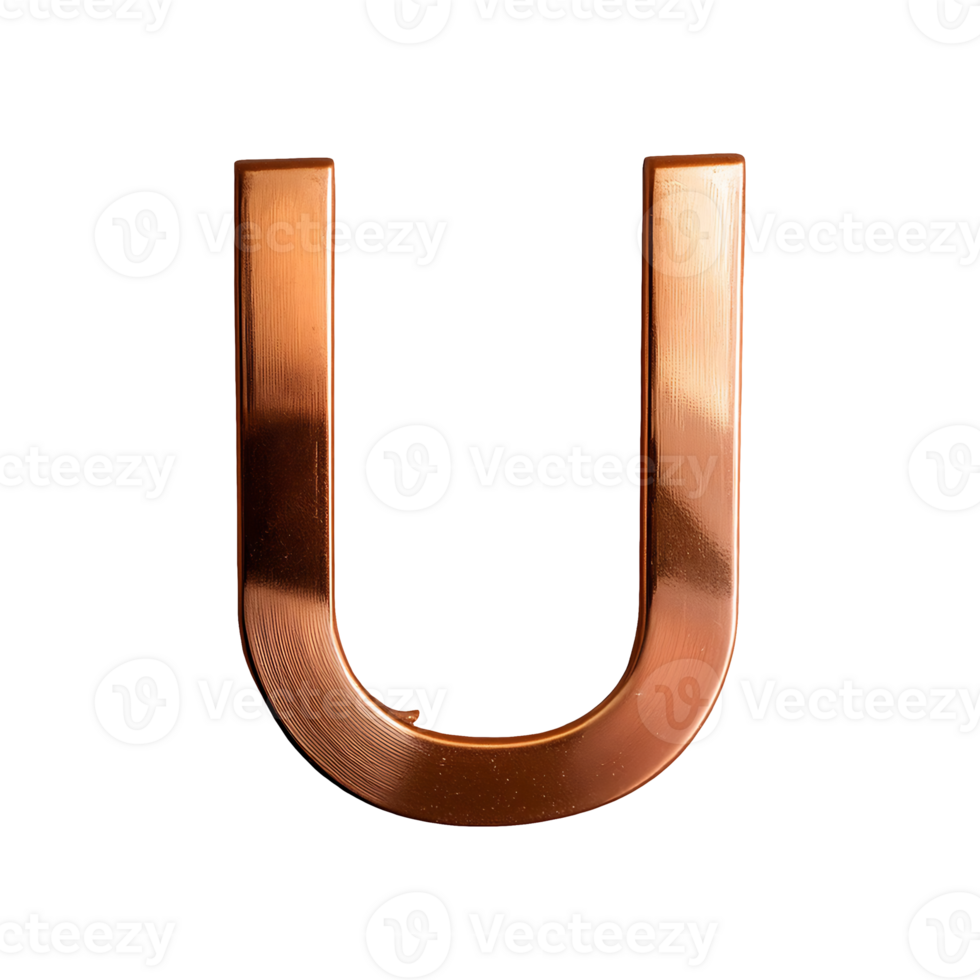 Copper Outline Letter U Symbol isolated on transparent background png