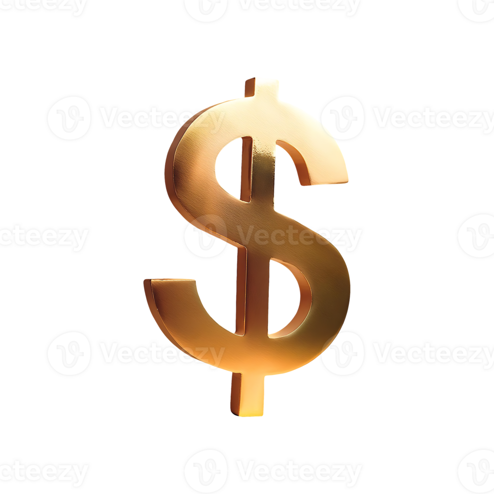 Dollar Sign Gold Symbol isolated on transparent background png