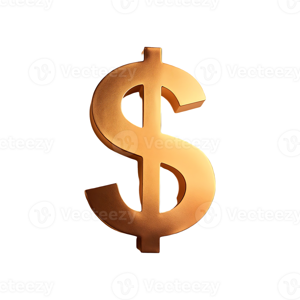 Dollar Sign Gold Symbol isolated on transparent background png