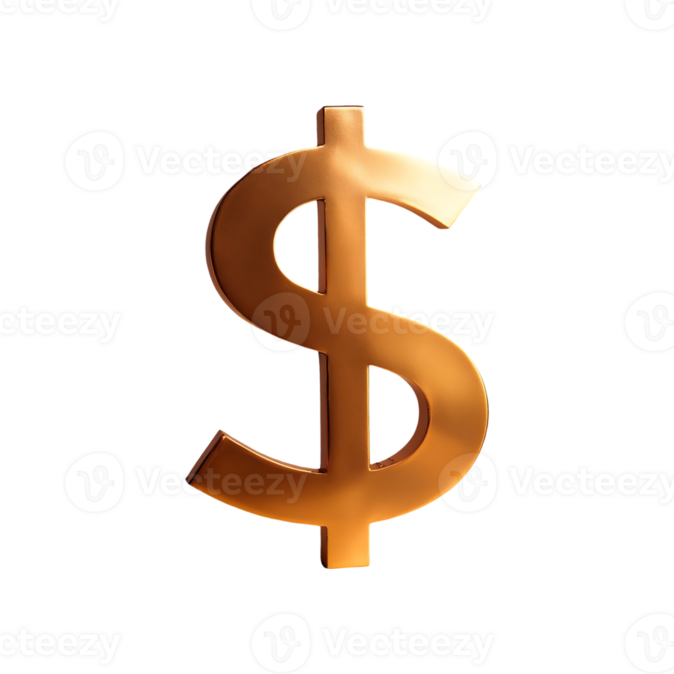 Dollar Sign Gold Symbol isolated on transparent background png