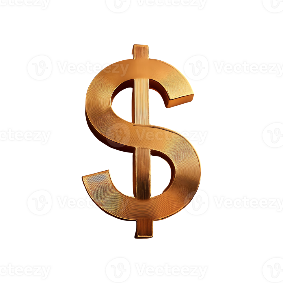 Dollar Sign Gold Symbol isolated on transparent background png