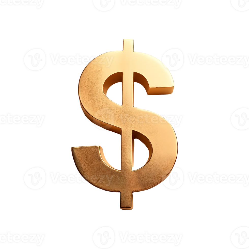 Dollar Sign Gold Symbol isolated on transparent background png