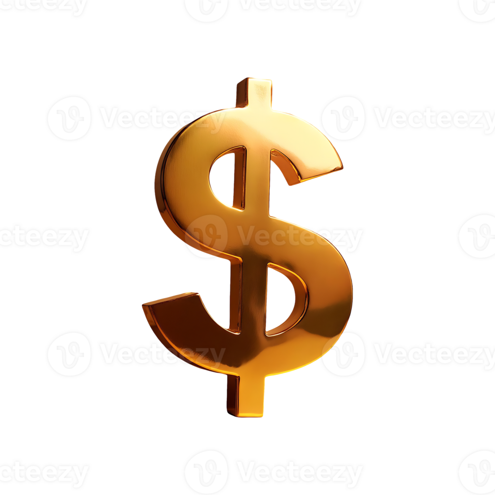 Dollar Signs Gold Symbol isolated on transparent background png
