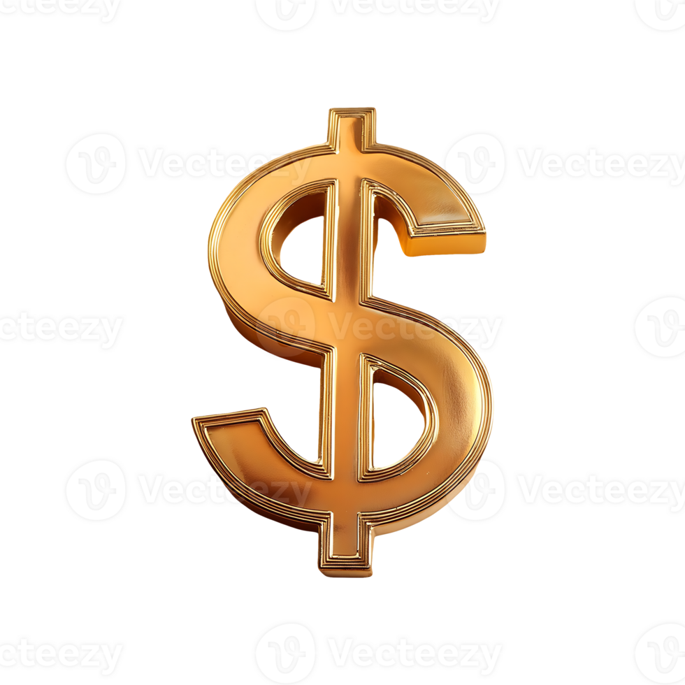 Dollar Sign Gold Symbol isolated on transparent background png