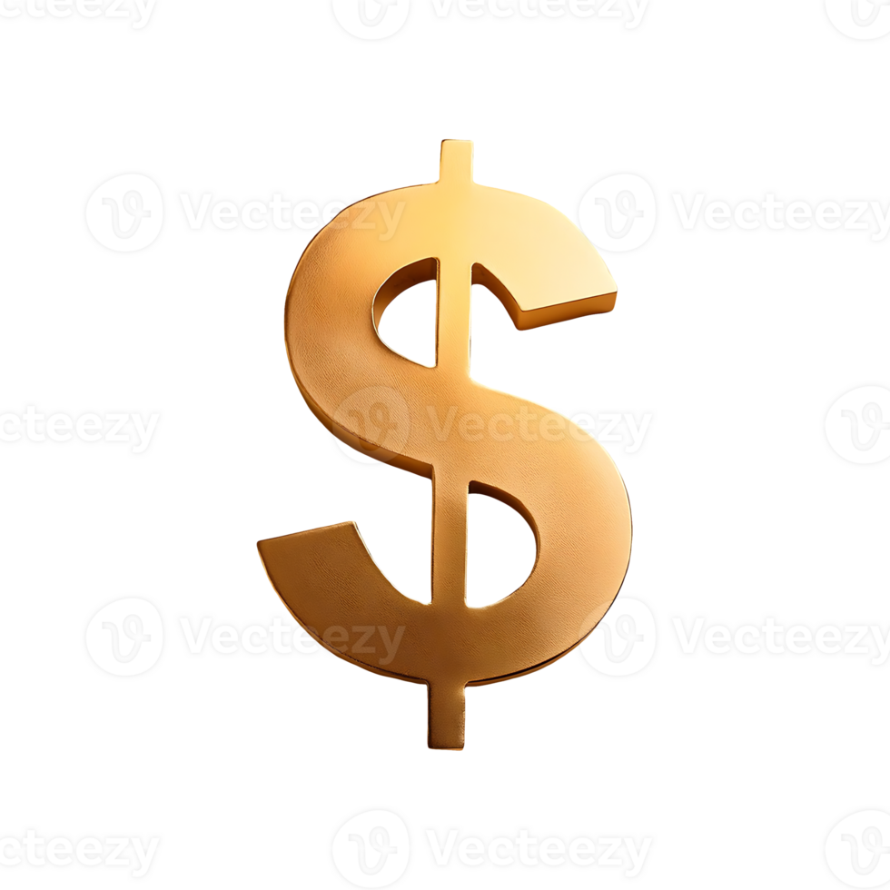 Dollar Signs Gold Symbol isolated on transparent background png