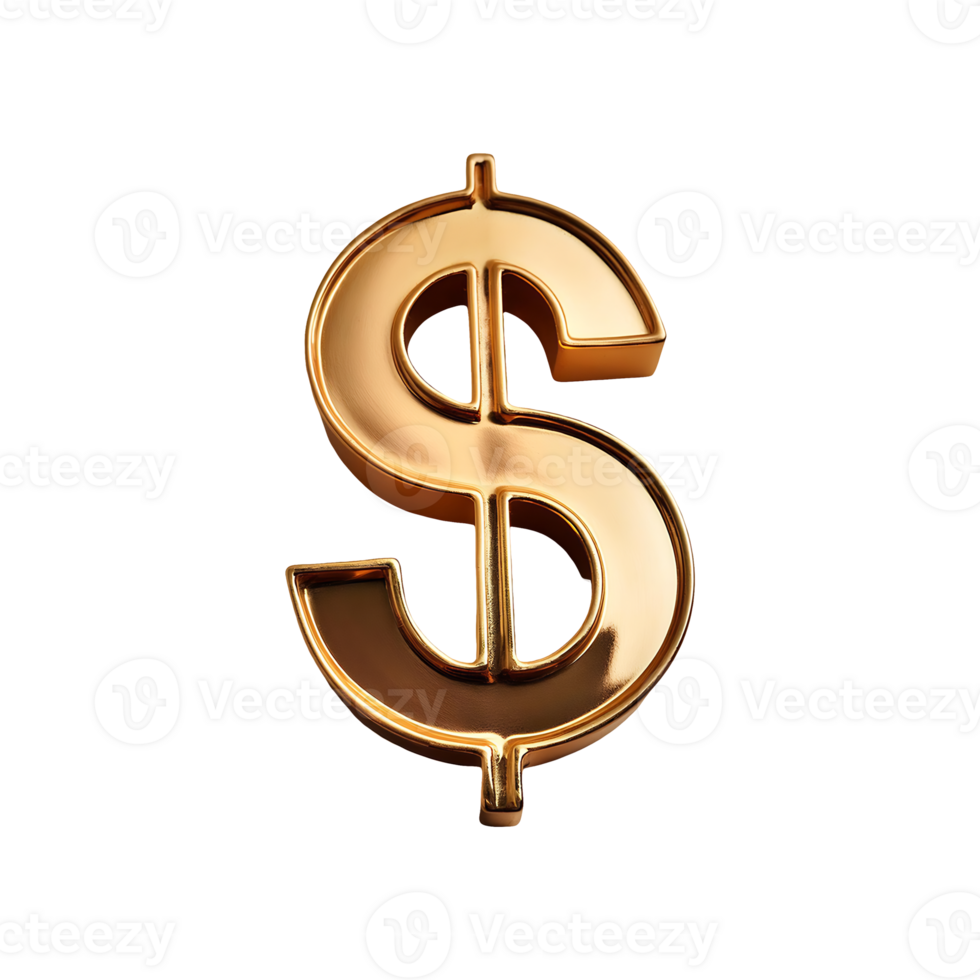 Dollar Signs Gold Symbol isolated on transparent background png