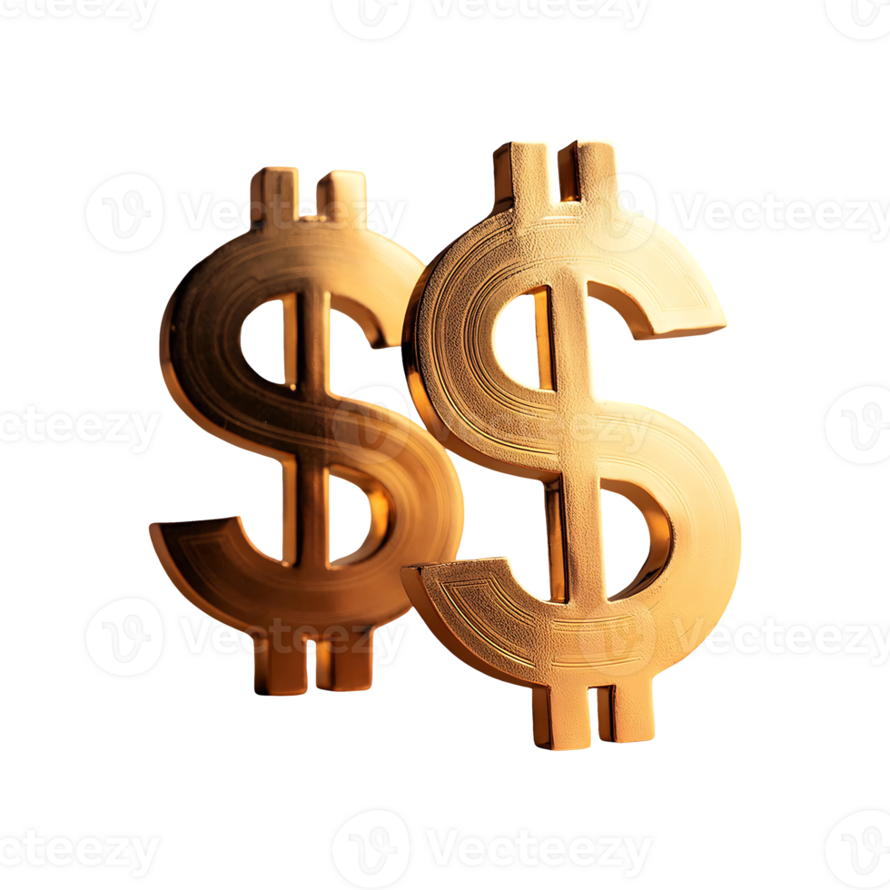 Dollar Signs Gold Symbol isolated on transparent background png