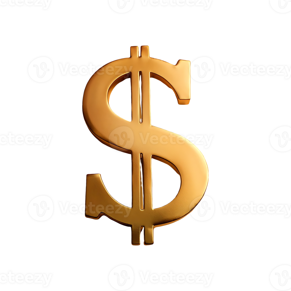 Dollar Signs Gold Symbol isolated on transparent background png