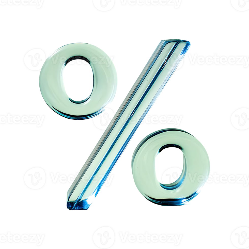 Glass Percentage Sign Symbol isolated on transparent background png