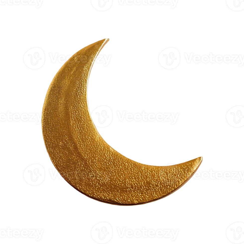 Gold Crescent Moon Icon Symbol isolated on transparent background png