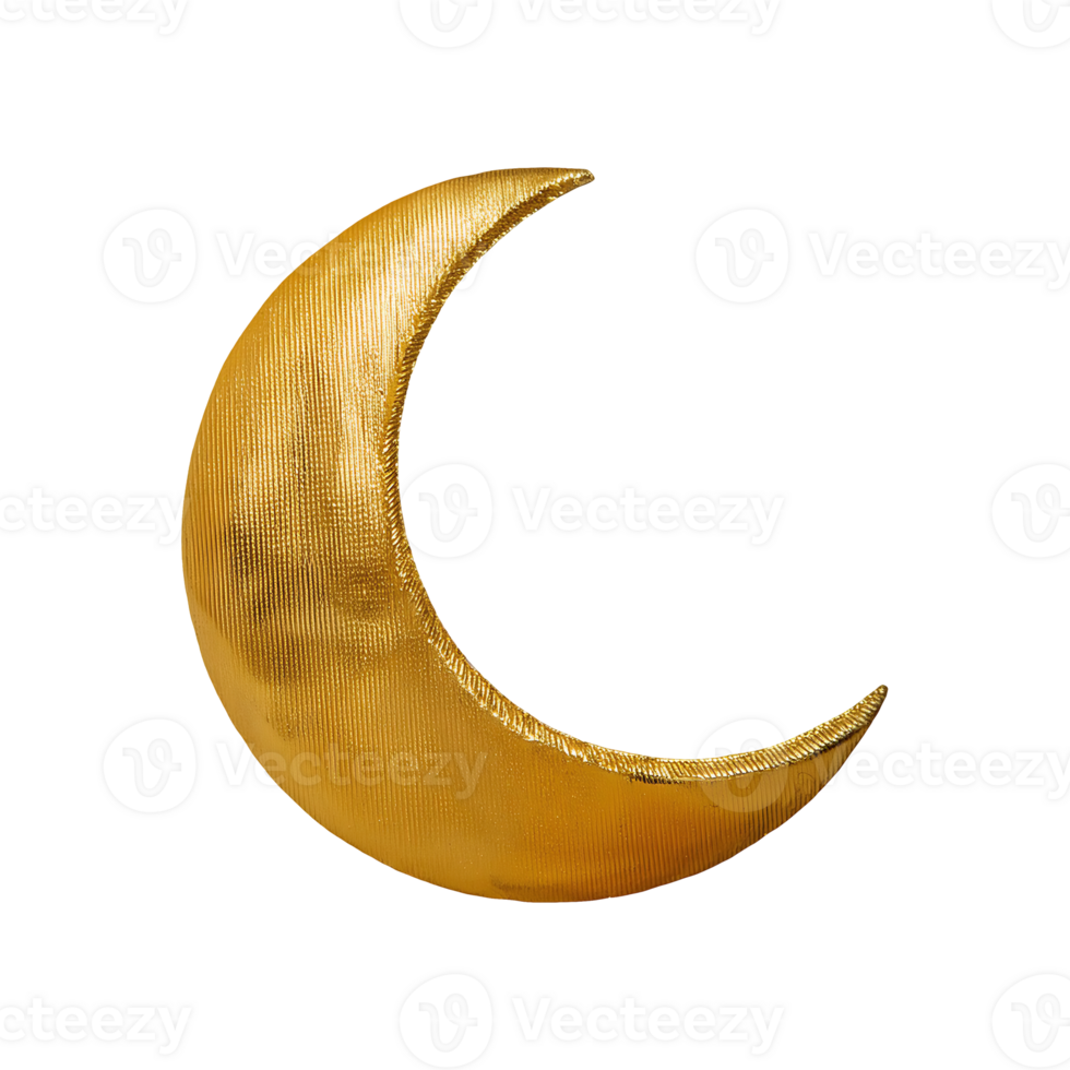 Gold Crescent Moon Icon Symbol isolated on transparent background png