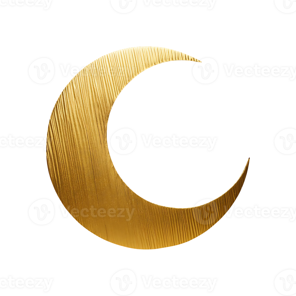 Gold Crescent Moon Icon Symbol isolated on transparent background png