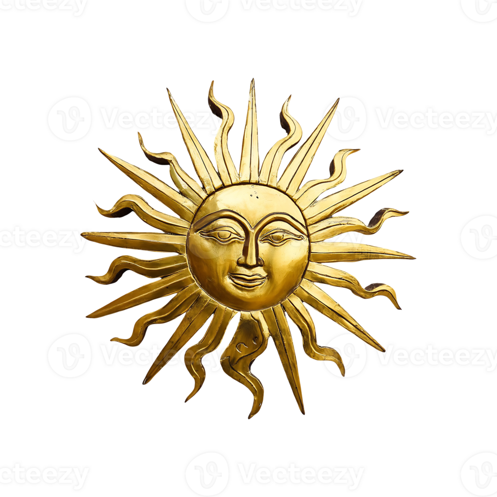 Gold Sun Icon Symbol isolated on transparent background png
