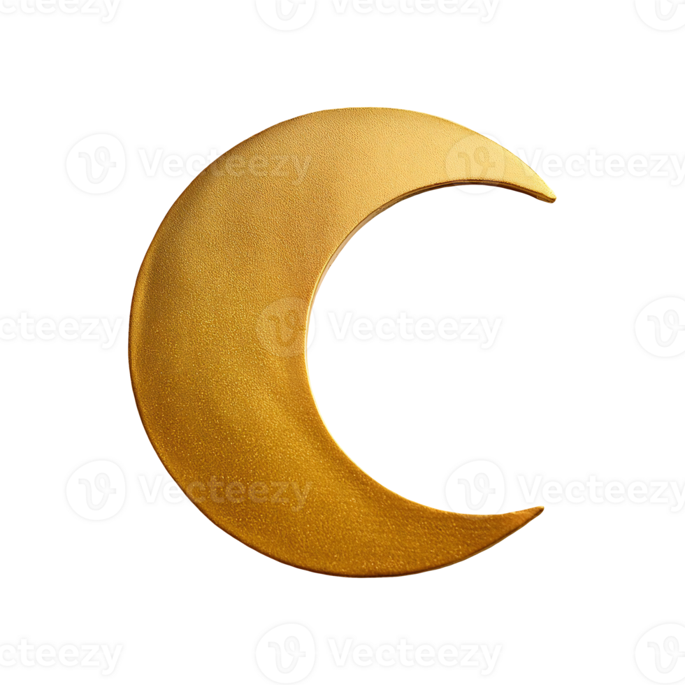 Gold Crescent Moon Icon Symbol isolated on transparent background png