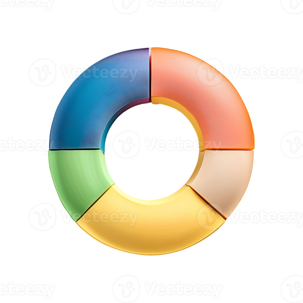 Multicolored Quarter Donut Chart Symbol isolated on transparent background png