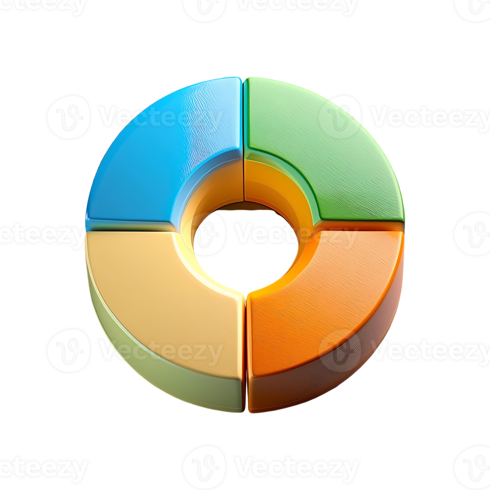 Multicolored Quarter Donut Chart Symbol isolated on transparent background png