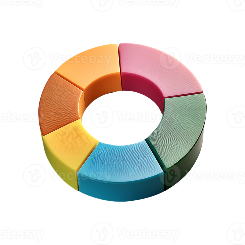 Multicolored Quarter Donut Chart Symbol isolated on transparent background png