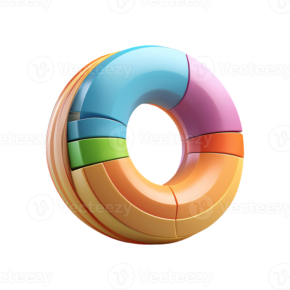 Multicolored Stacked Donut Chart Symbol isolated on transparent background png