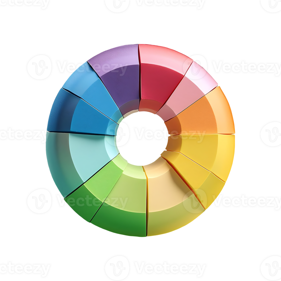 Multicolored Stacked Donut Chart Symbol isolated on transparent background png