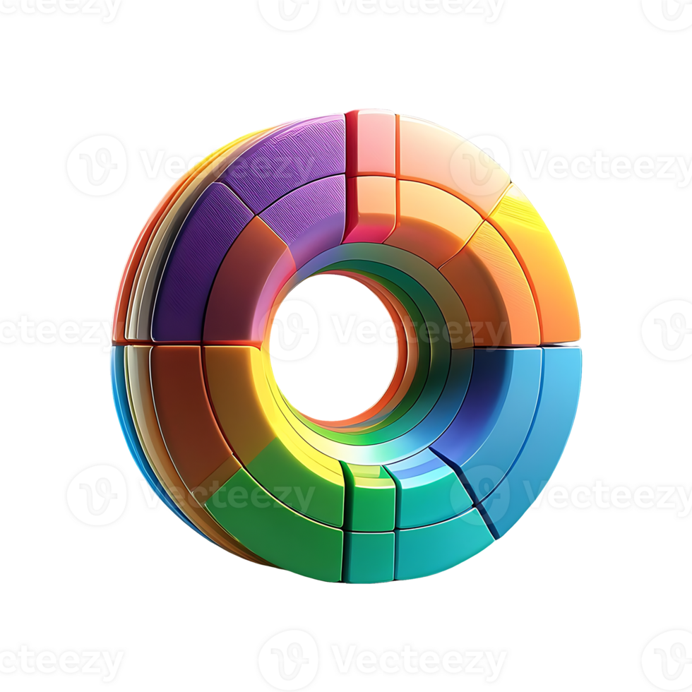 Multicolored Stacked Donut Chart Symbol isolated on transparent background png