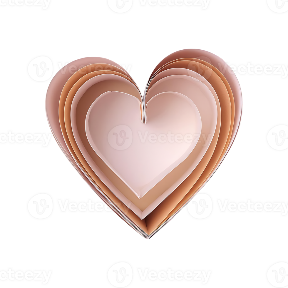 Paper Cutout Heart Symbol isolated on transparent background png