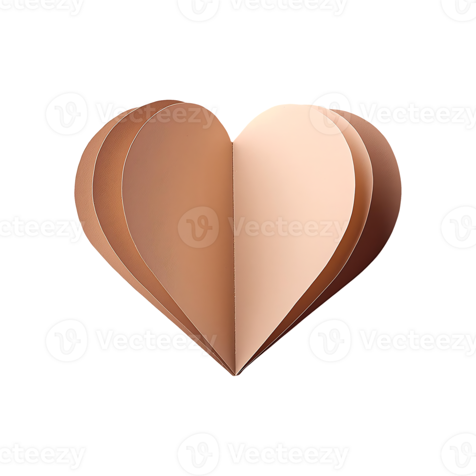 Paper Cutout Heart Symbol isolated on transparent background png
