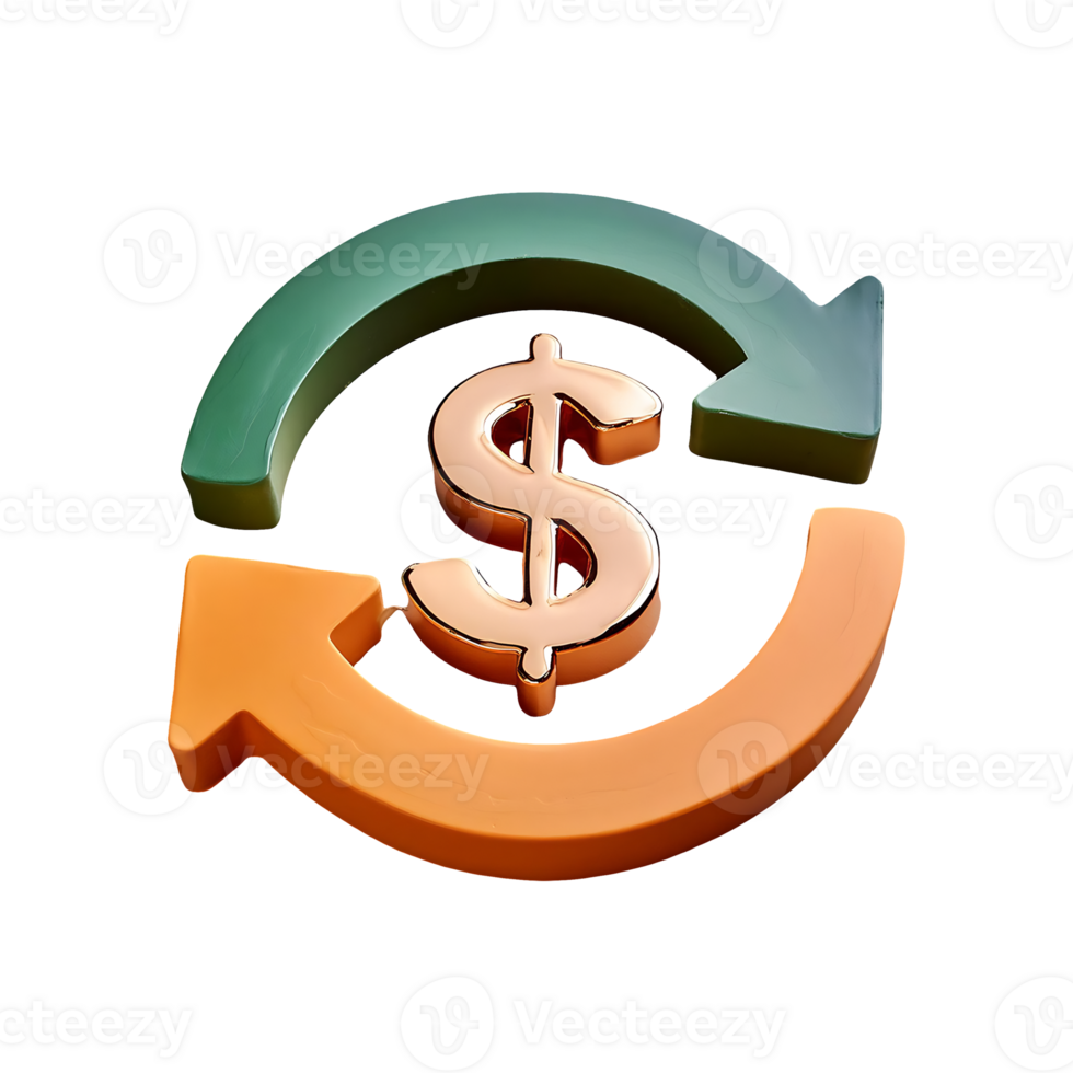 Left Right Arrow Circular Market Growth Dollar Icon Symbol isolated on transparent background png
