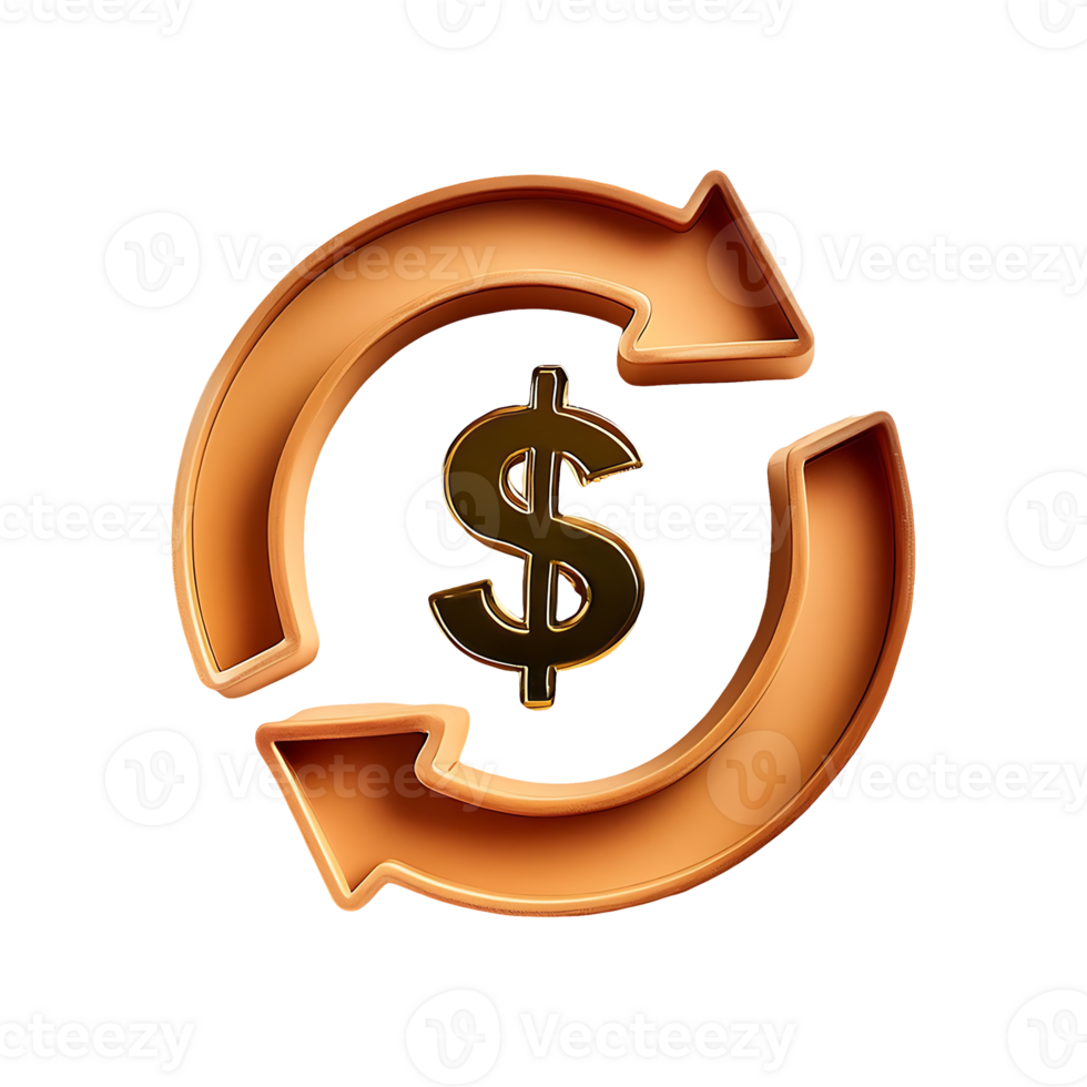 Left Right Arrow Circular Market Growth Dollar Icon Symbol isolated on transparent background png