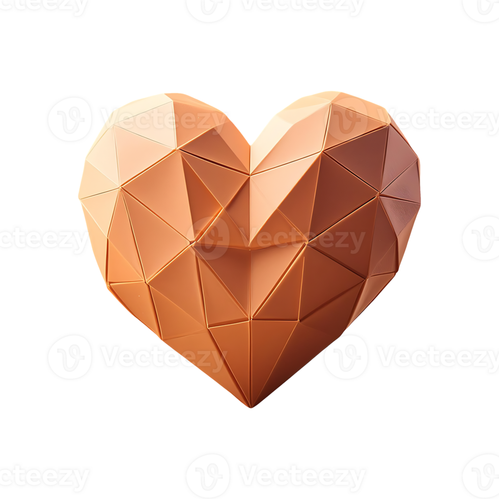 Low Poly Heart Symbol isolated on transparent background png