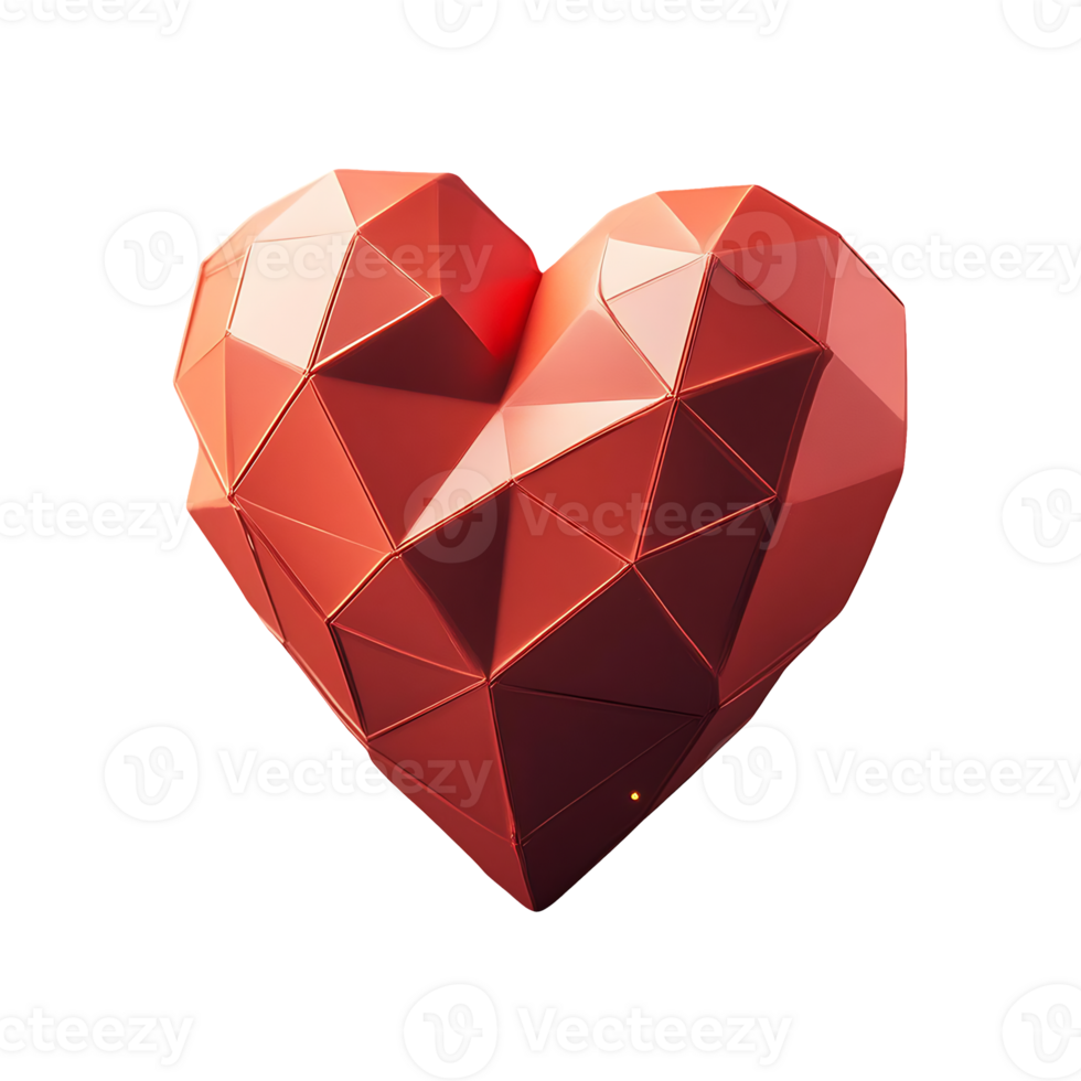Low Poly Heart Symbol isolated on transparent background png
