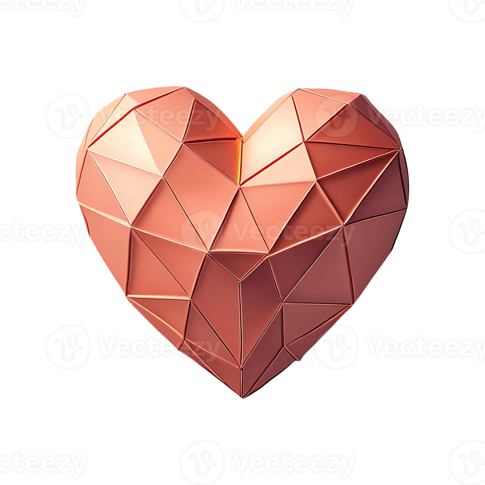 Low Poly Heart Symbol isolated on transparent background png