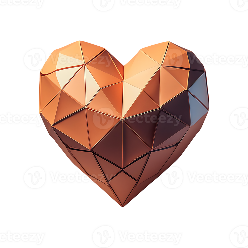 Low Poly Heart Symbol isolated on transparent background png