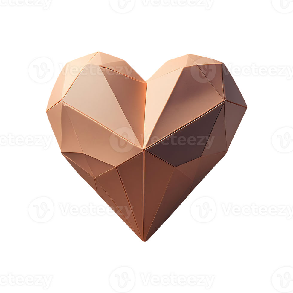 Low Poly Heart Symbol isolated on transparent background png