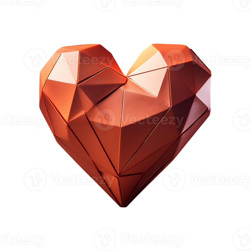 Low Poly Heart Symbol isolated on transparent background png
