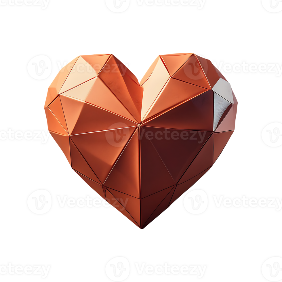 Low Poly Heart Symbol isolated on transparent background png
