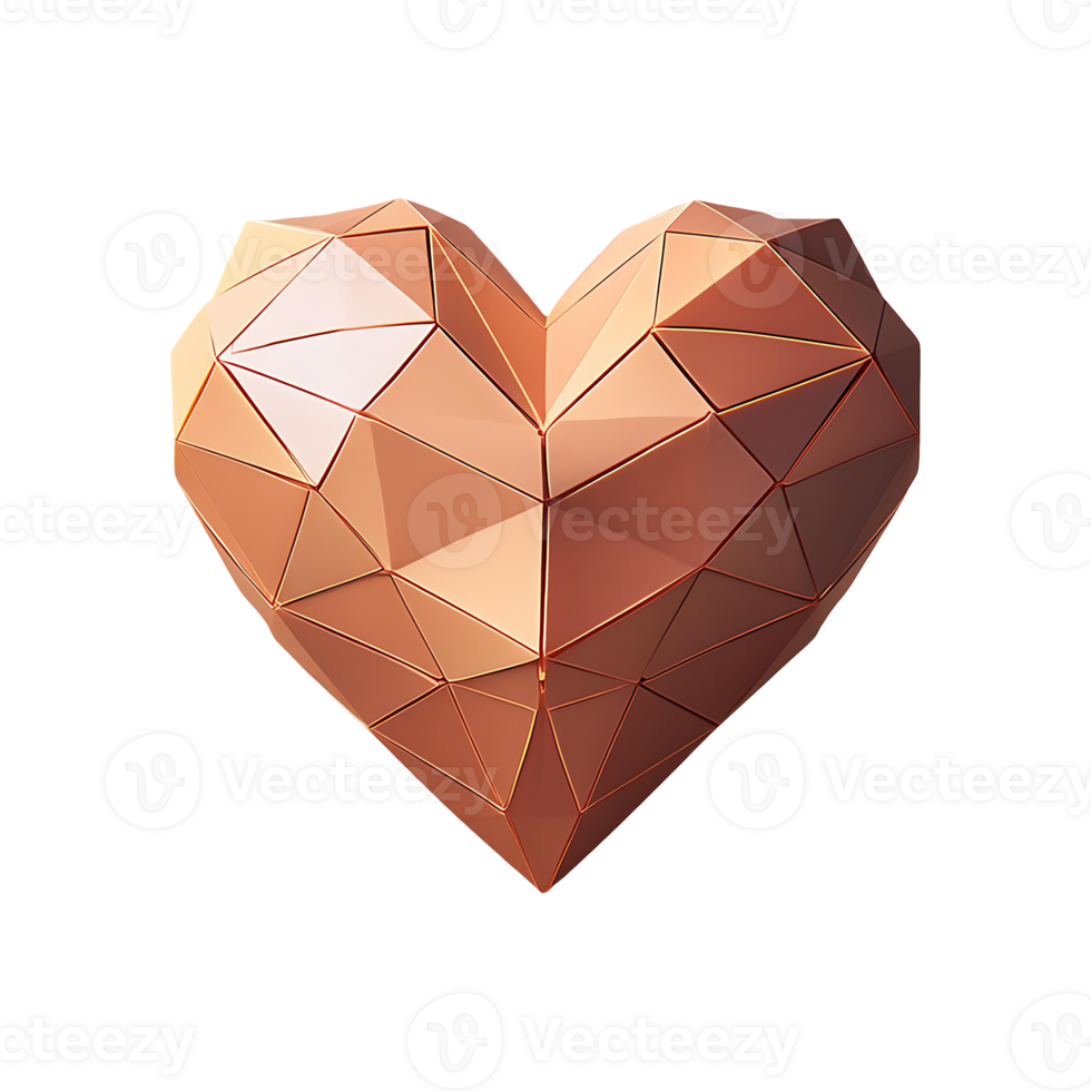 Low Poly Heart Symbol isolated on transparent background png