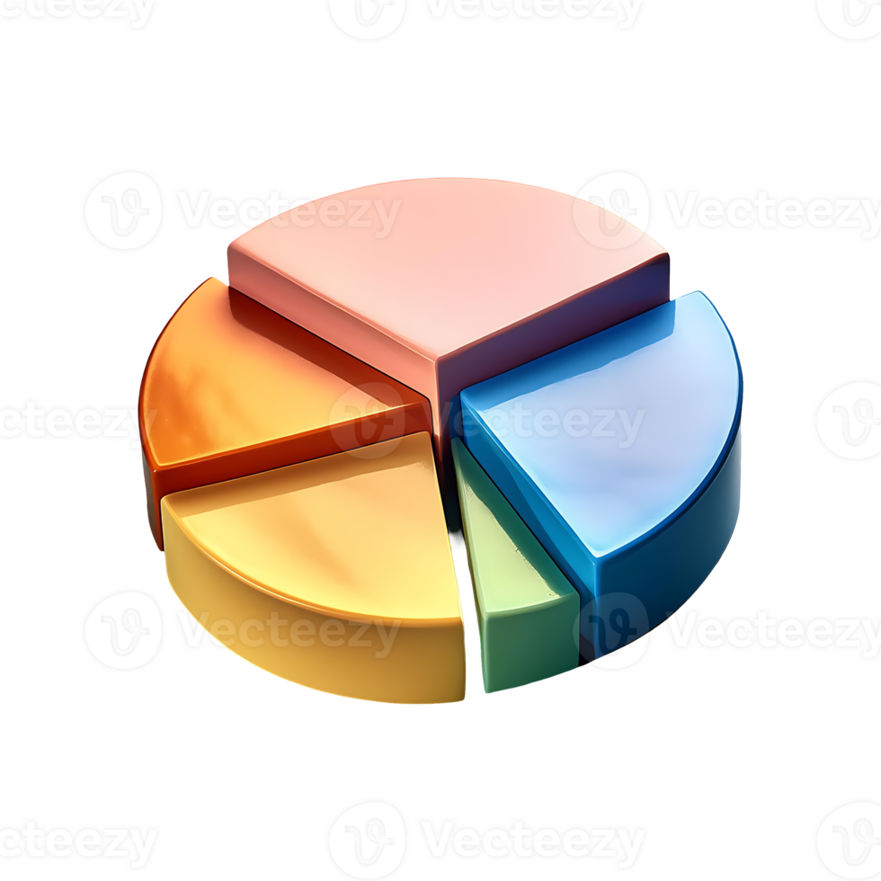 Multicolored Pie Chart Segment Symbol isolated on transparent background png