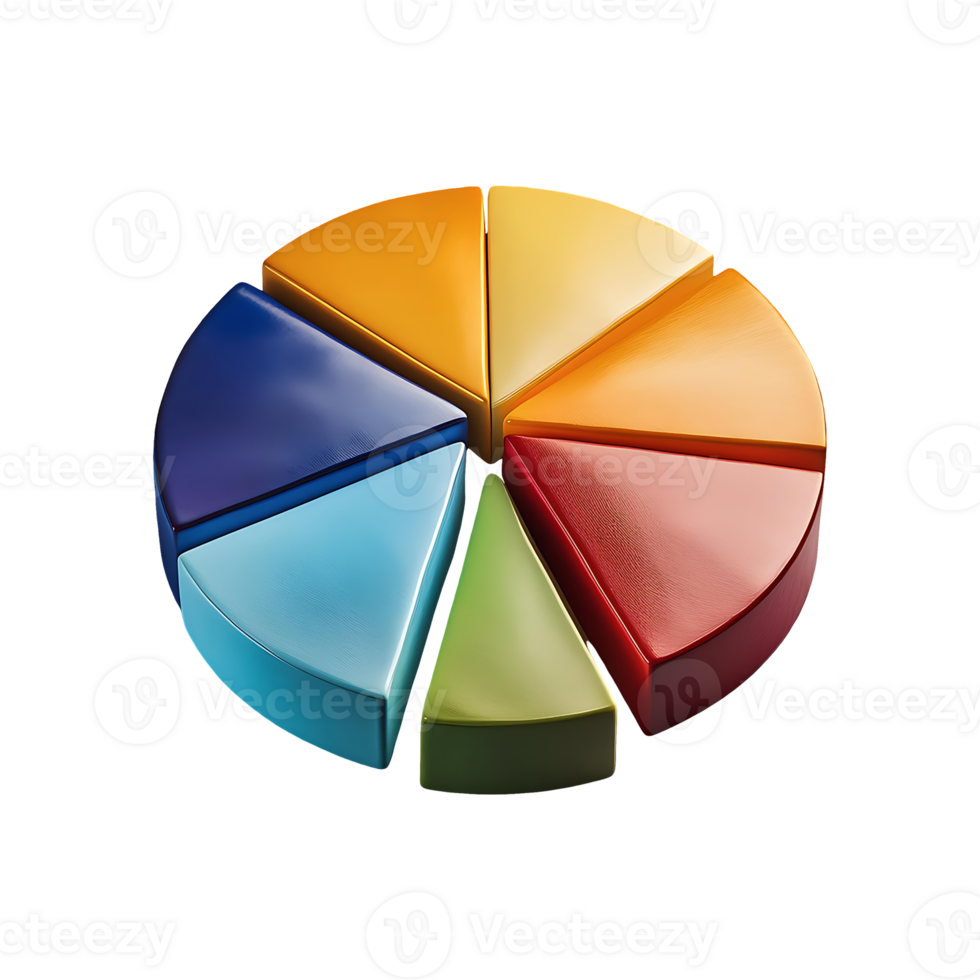Multicolored Pie Chart Segment Symbol isolated on transparent background png