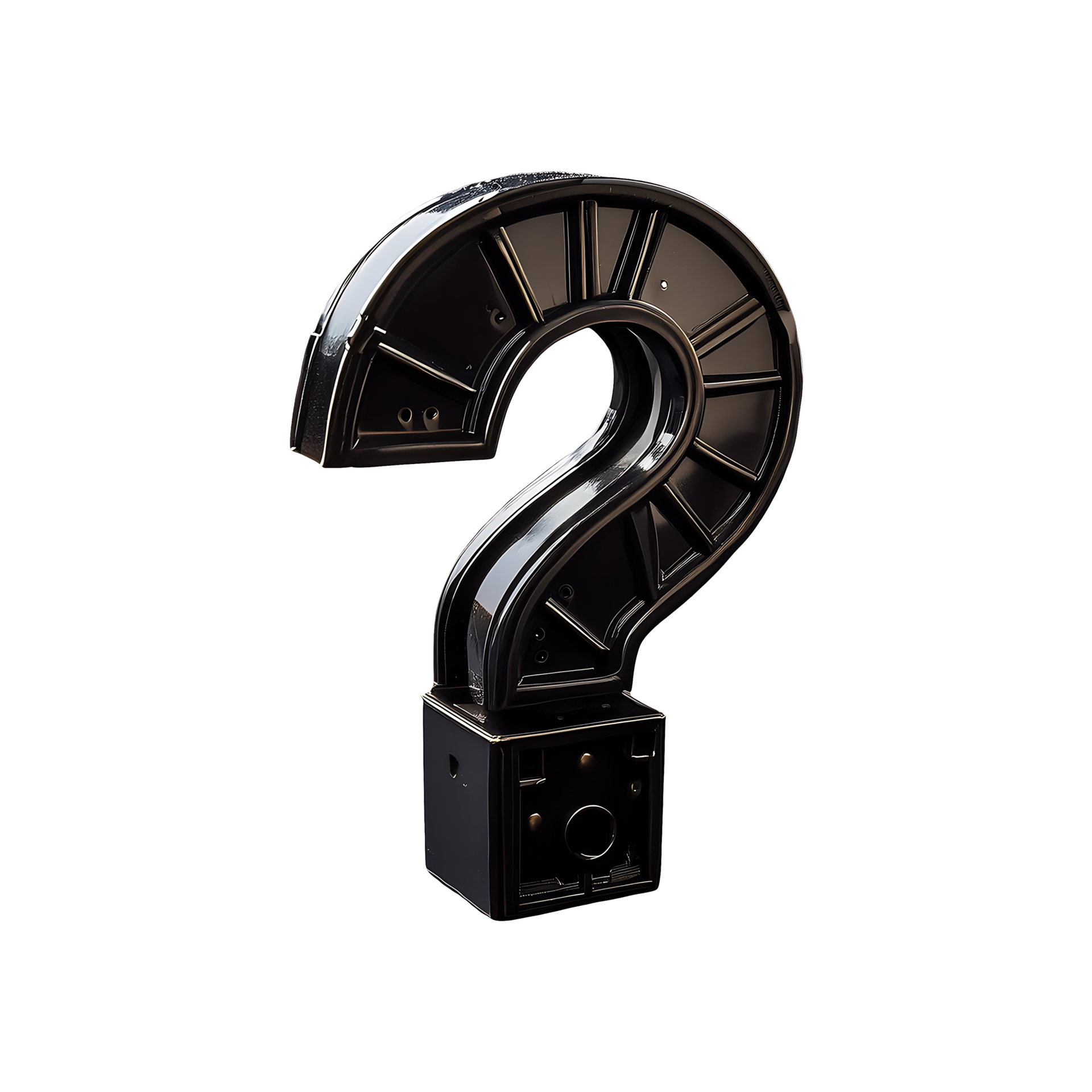 Question Mark Boxy Black Symbol isolated on transparent background