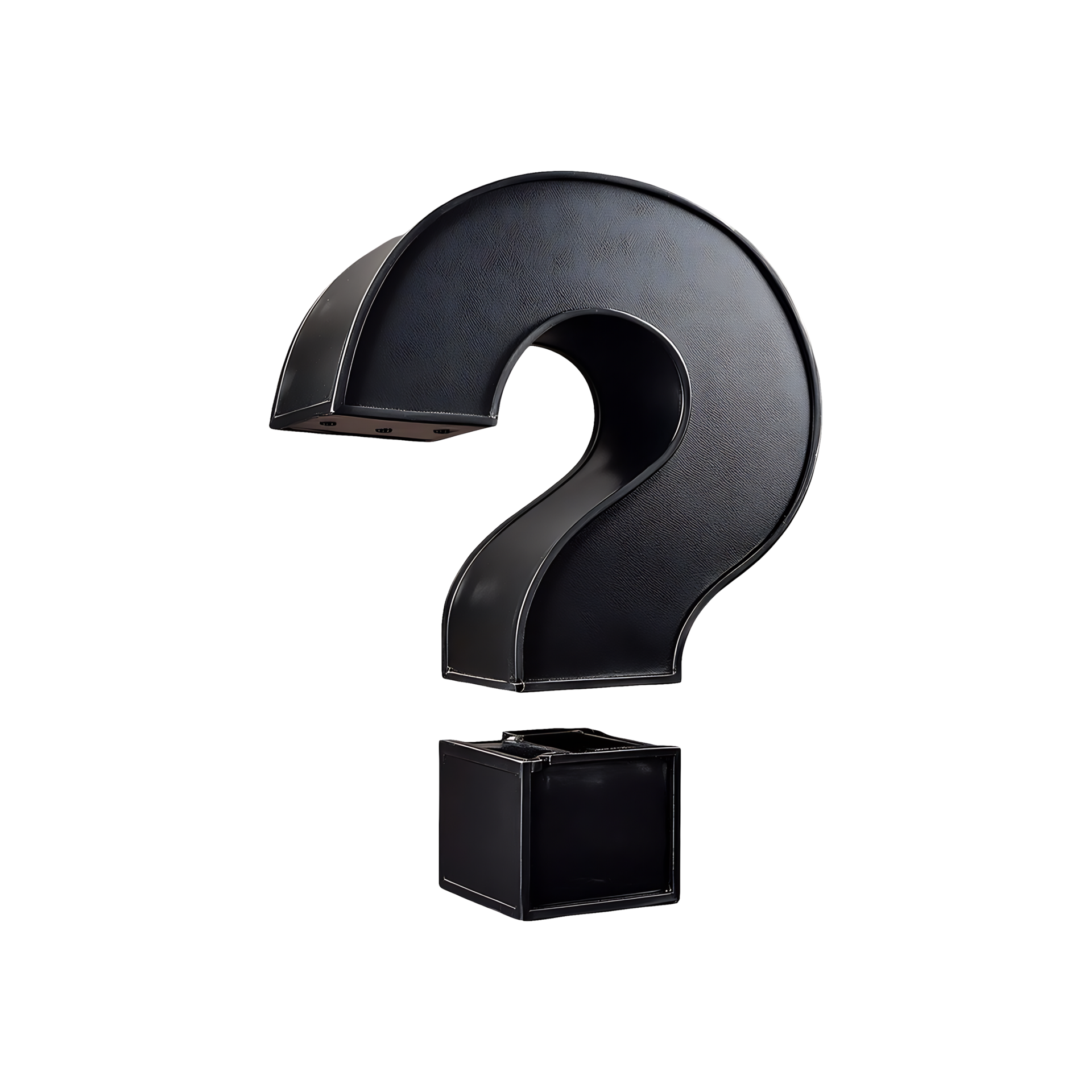 Question Mark Boxy Black Symbol isolated on transparent background