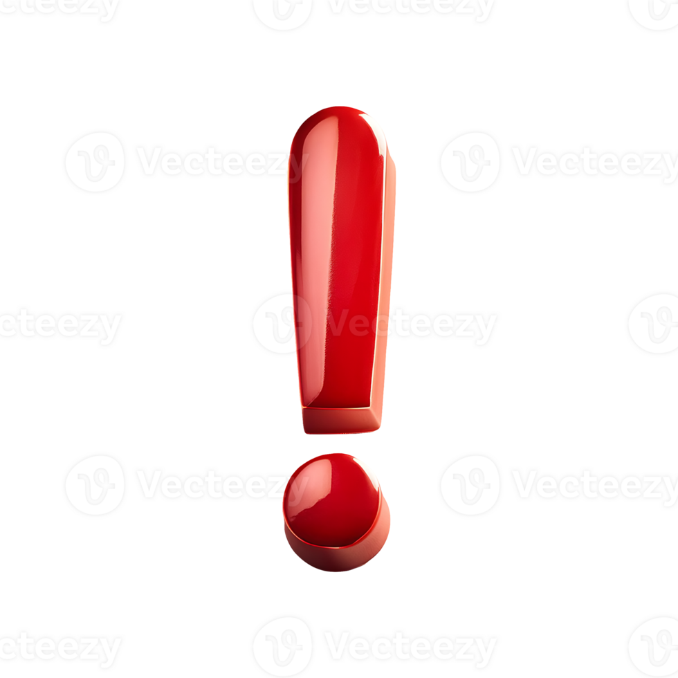 Red Exclamation Mark Symbol isolated on transparent background png