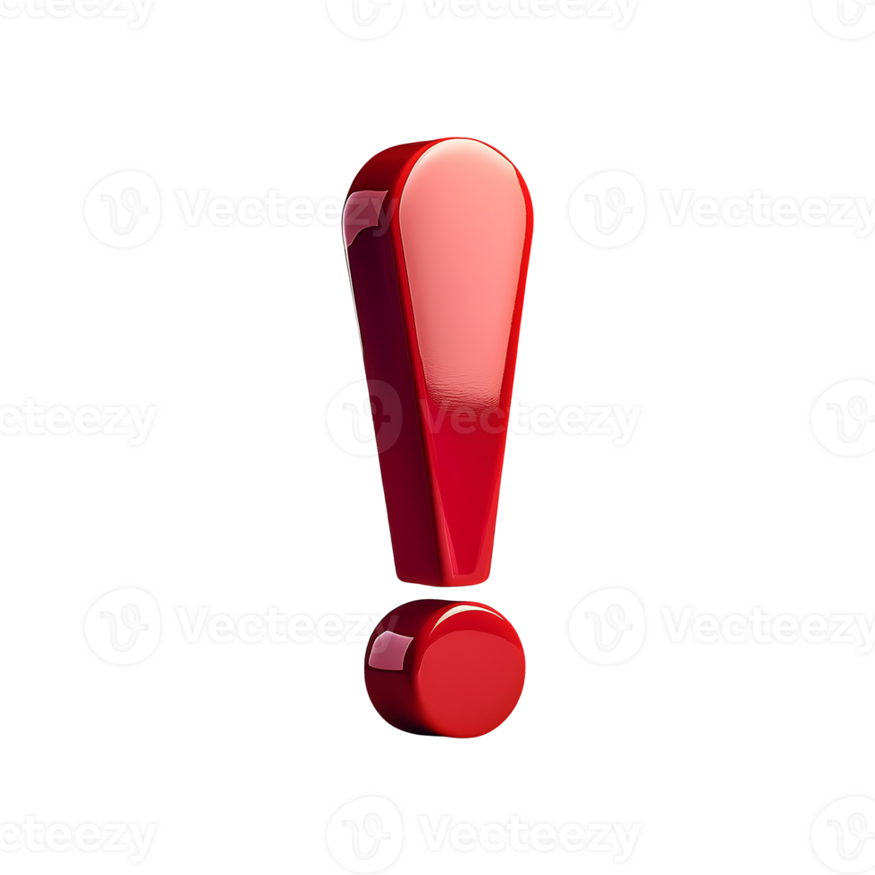 Red Exclamation Mark Symbol isolated on transparent background png