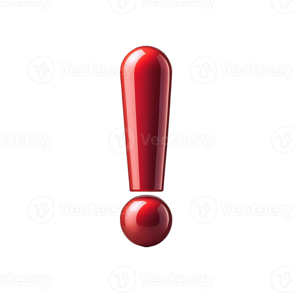Red Exclamation Mark Symbol isolated on transparent background png