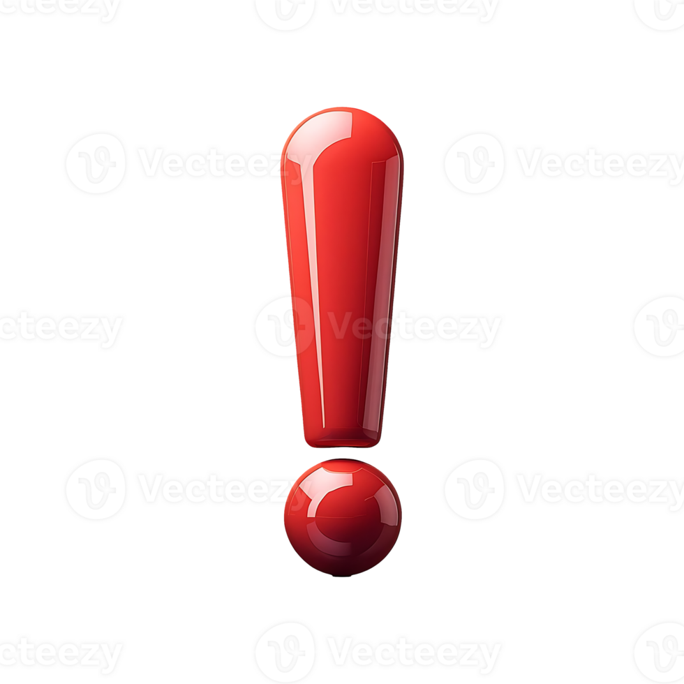 Red Exclamation Mark Symbol isolated on transparent background png