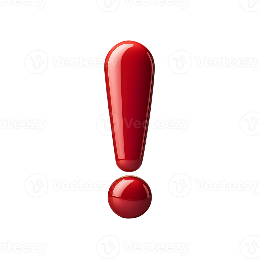 Red Exclamation Mark Symbol isolated on transparent background png