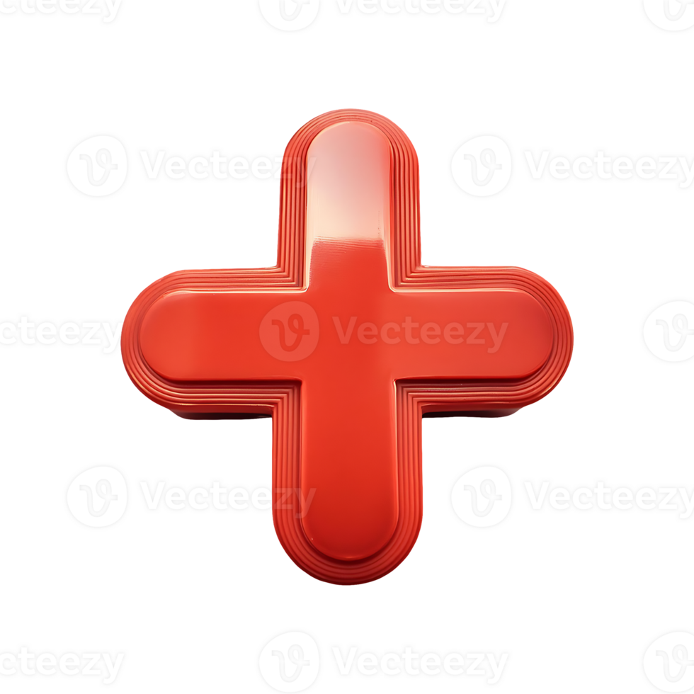 Red Rounded Plus Sign Symbol isolated on transparent background png