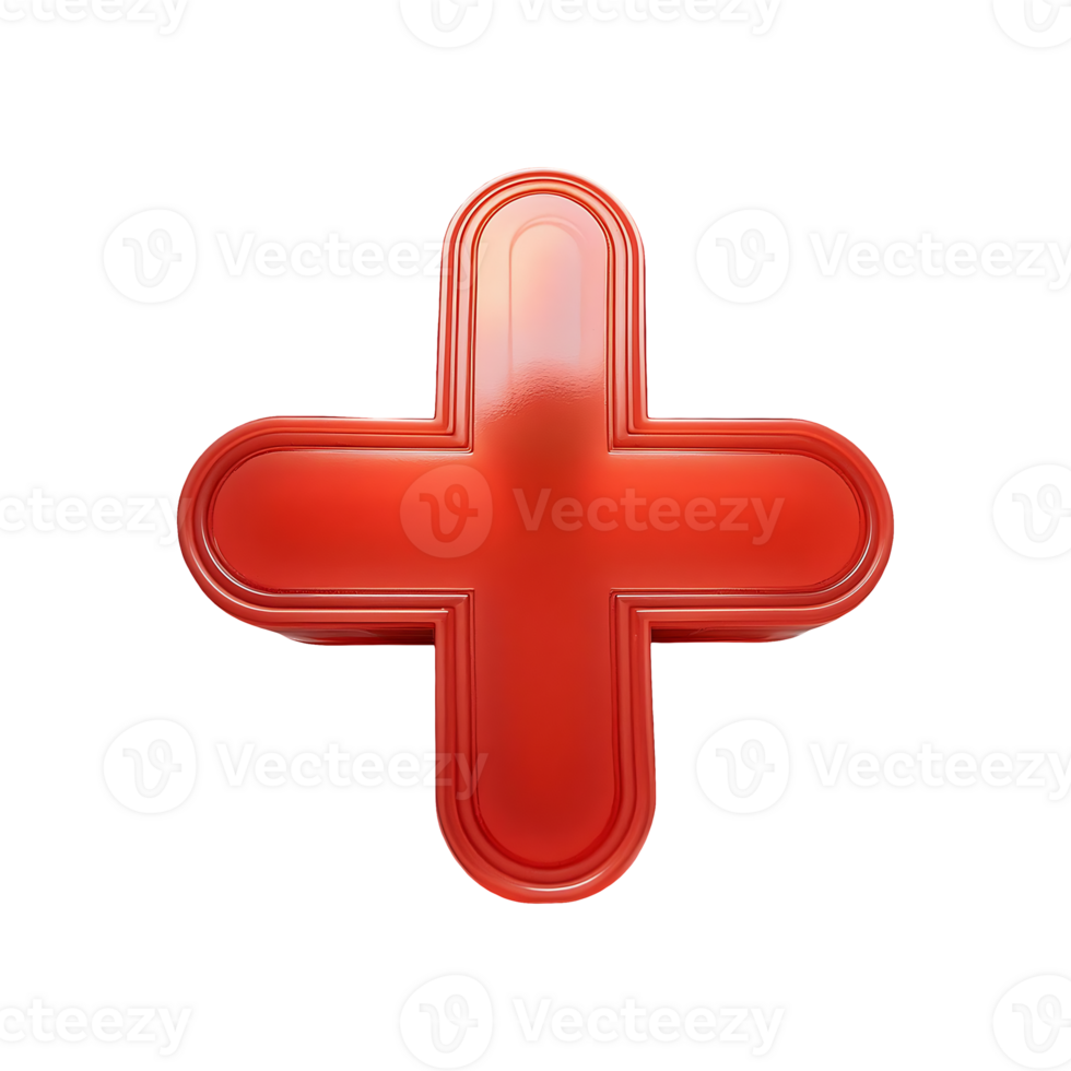 Red Rounded Plus Sign Symbol isolated on transparent background png