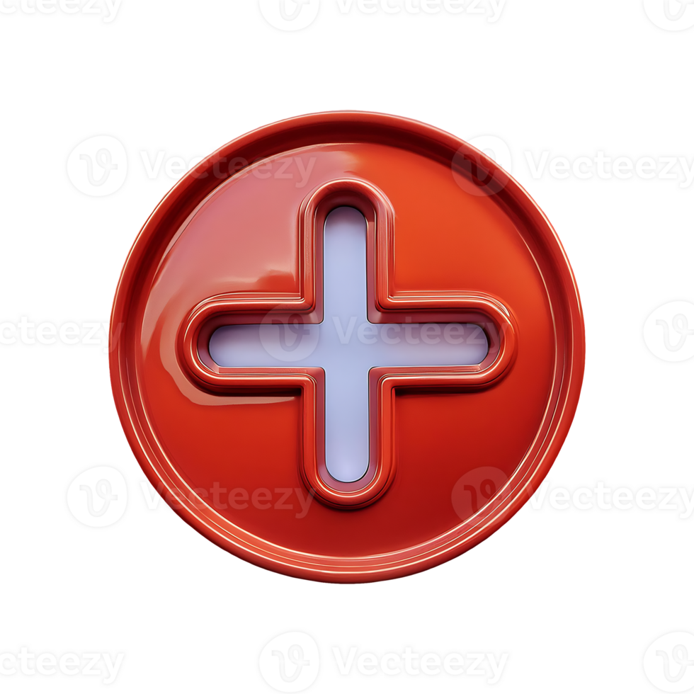 Red Rounded Plus Sign Symbol isolated on transparent background png