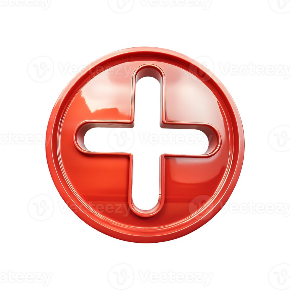 Red Rounded Plus Sign Symbol isolated on transparent background png