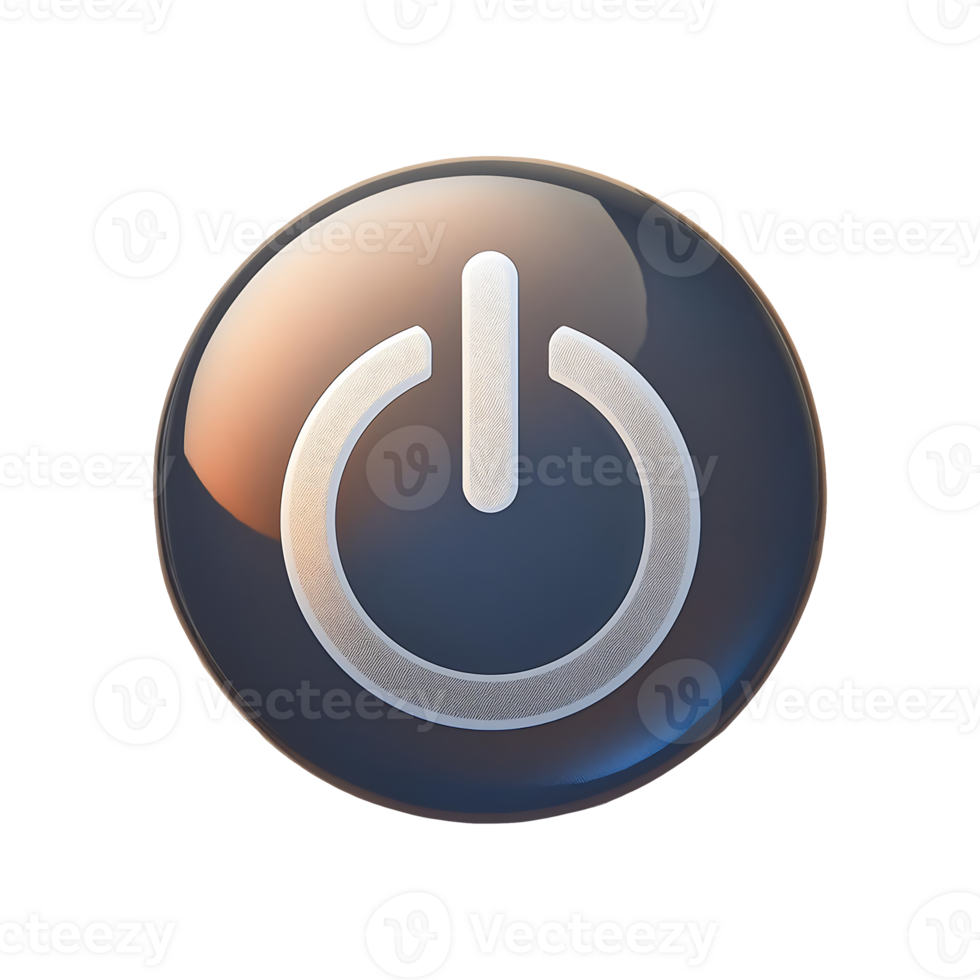 Round Power Icon Symbol isolated on transparent background png